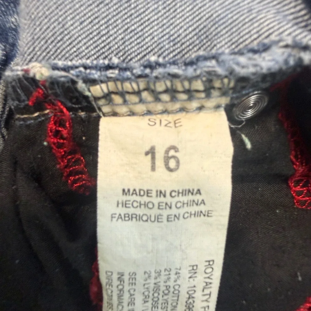 Royalty For Me Curvy Fit Blue Denim Bermuda Shorts Women Size 16 Distressed